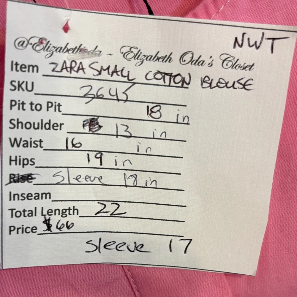 Zara Pink Puff Sleeve Blouse nwt Size Small - Picture 8 of 9